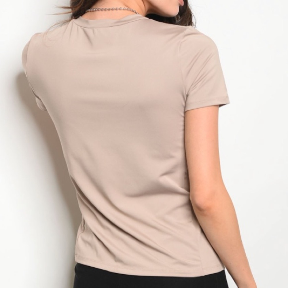 🔥SALE🔥 NEW Lace Up front Taupe Top Sizes S, M - Picture 2 of 2